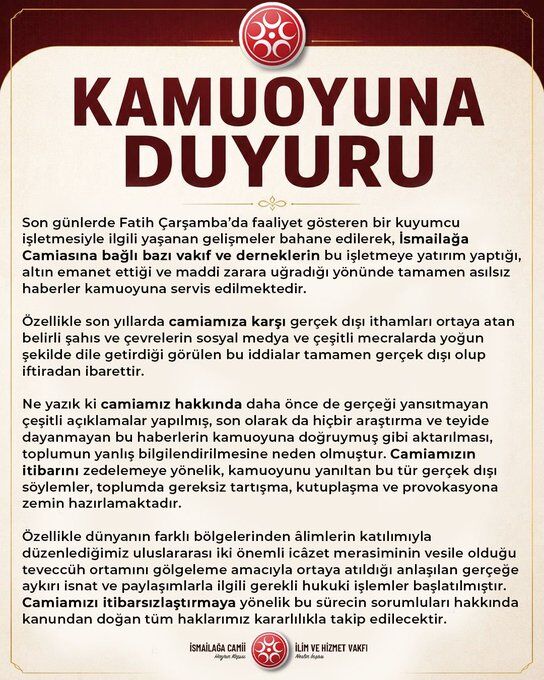 İsmailağa'dan açıklama