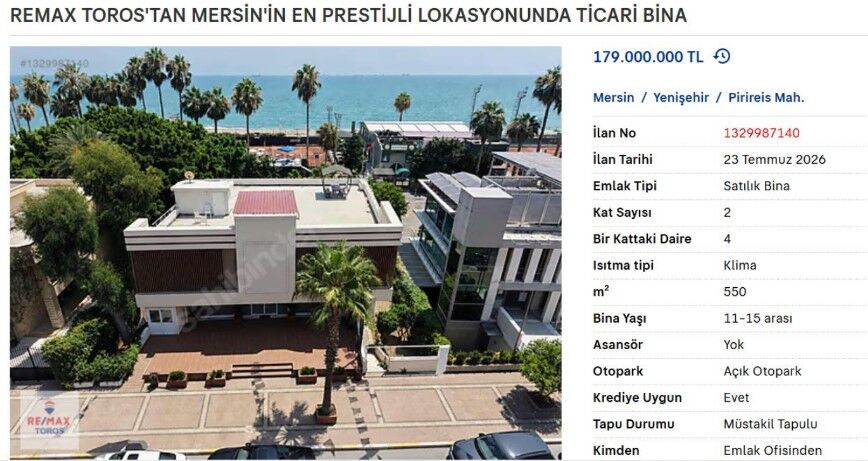 Deniz manzaralı il binası satılık
