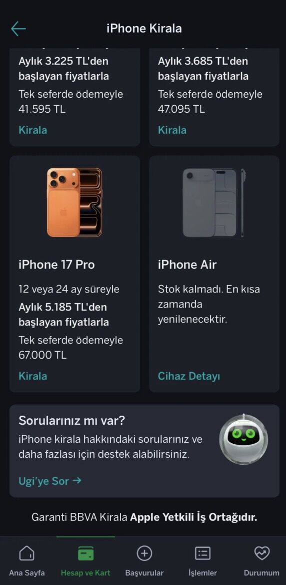 Garanti Iphone Kiralama