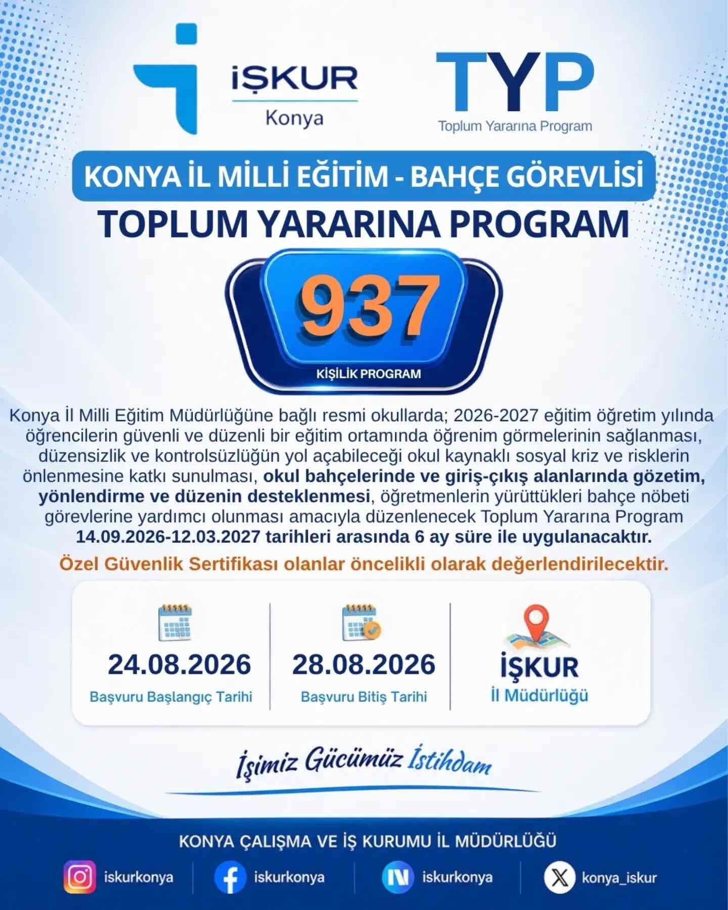 Konya Iskur Bahce Gorevlisi