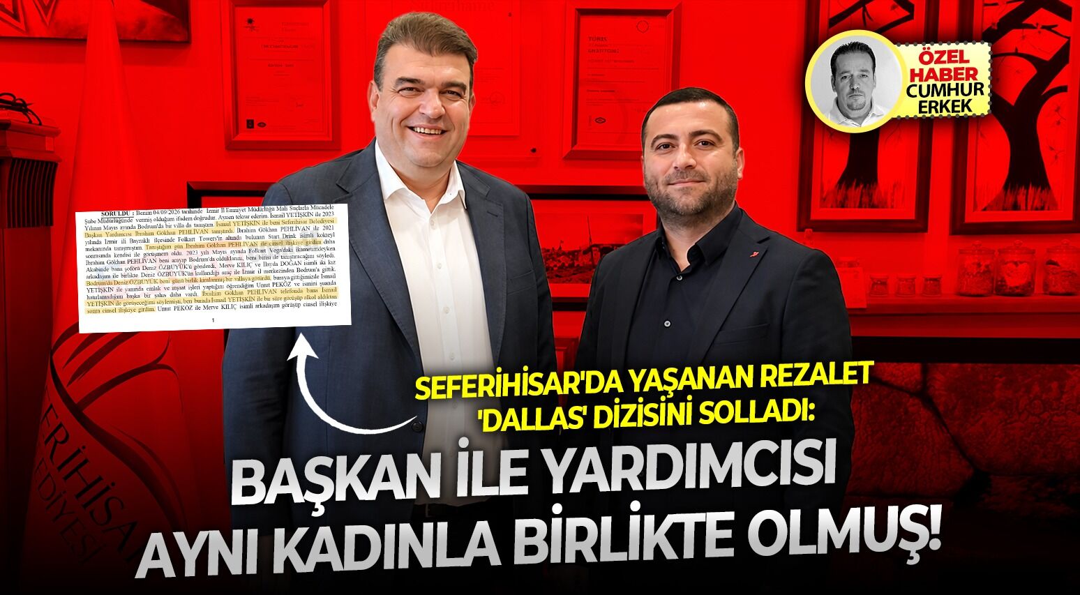 Seferihisar'da yaşanan rezalet 'Dallas' dizisini solladı: Başkan ile yardımcısı aynı kadınla birlikte olmuş!