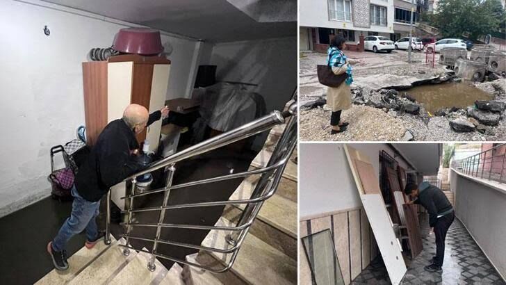 Kabus bitmiyor! Araçların düştüğü sokakta bu kez kanalizasyon taştı
