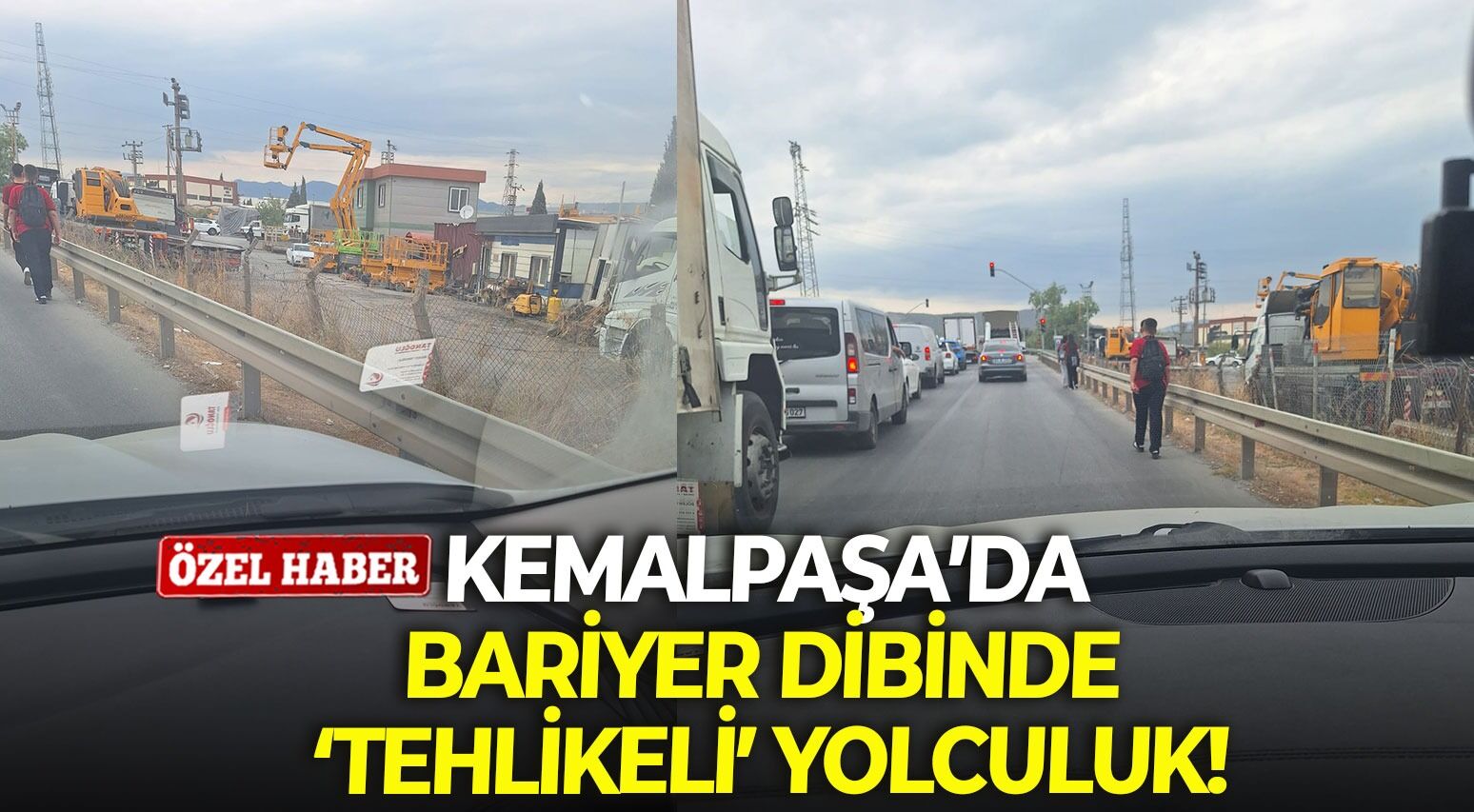 Kemalpaşa’da bariyer dibinde ‘tehlikeli’ yolculuk!