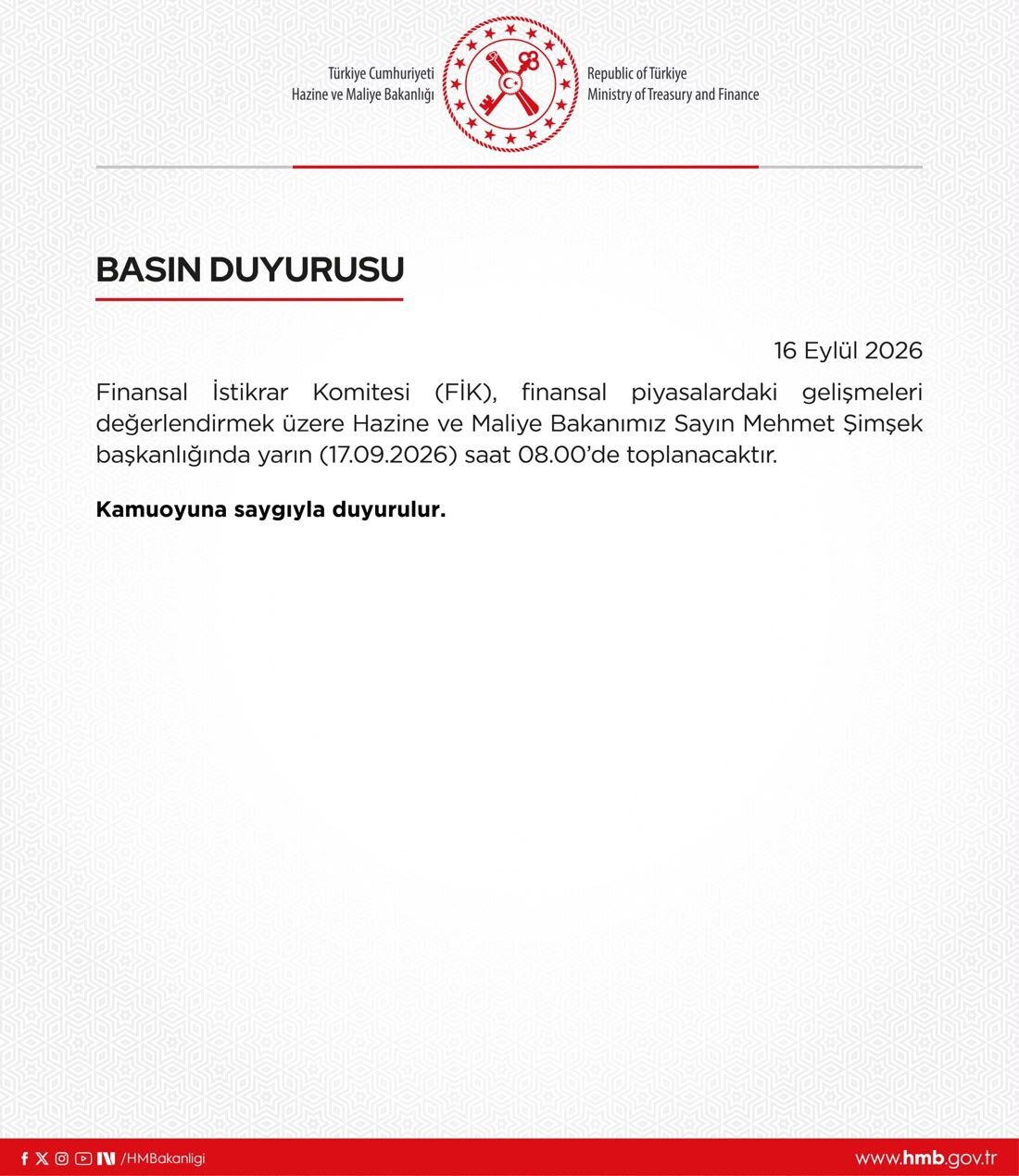 Mehmet Şimşek Acil Toplantı