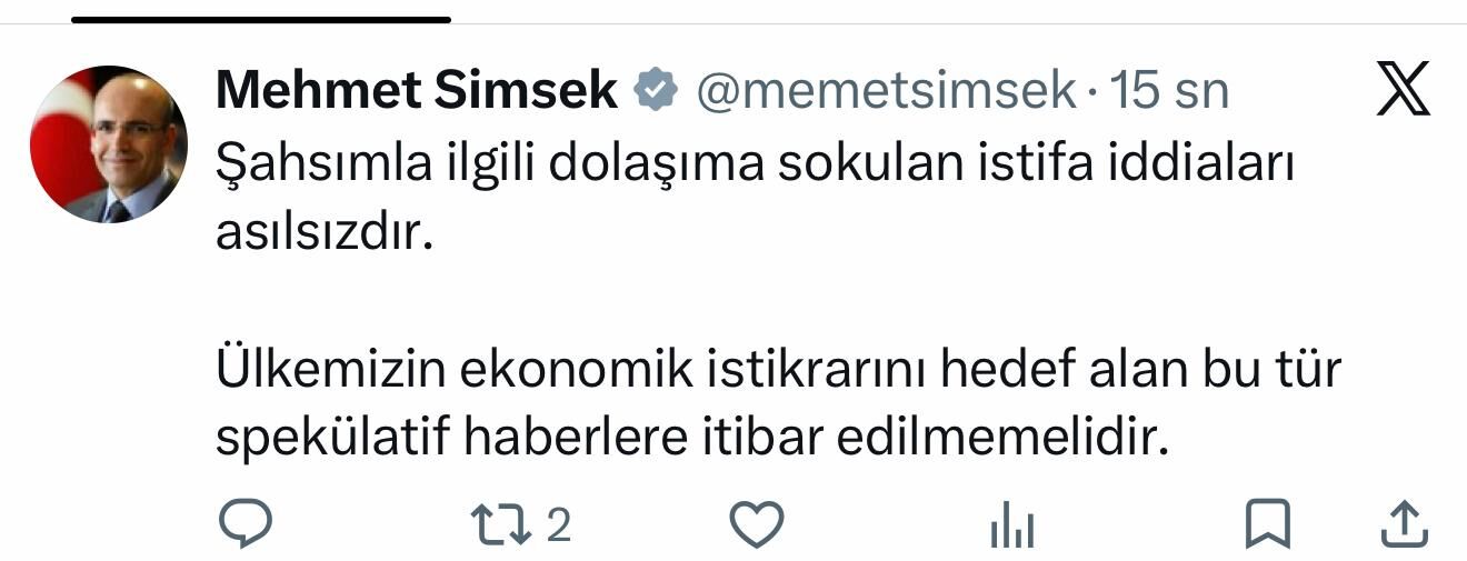 Mehmet Şimşek’ten Istifa Açıklaması “İddialar Asılsızdır”-1