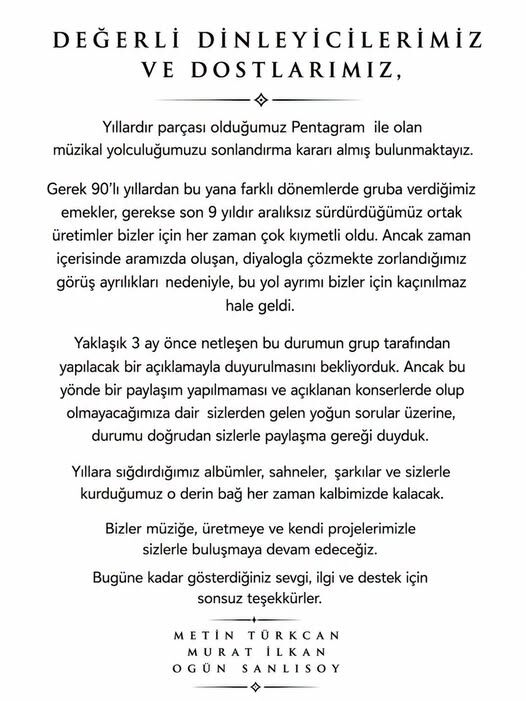 Veda mesajı