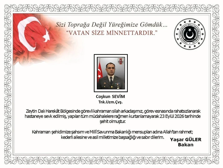 Tankçı Uzman Çavuş Coşkun Sevim Şehit Oldu!