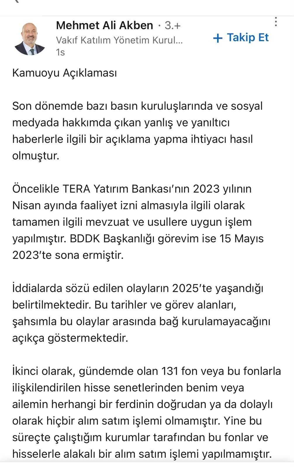 Akben'den açıklama