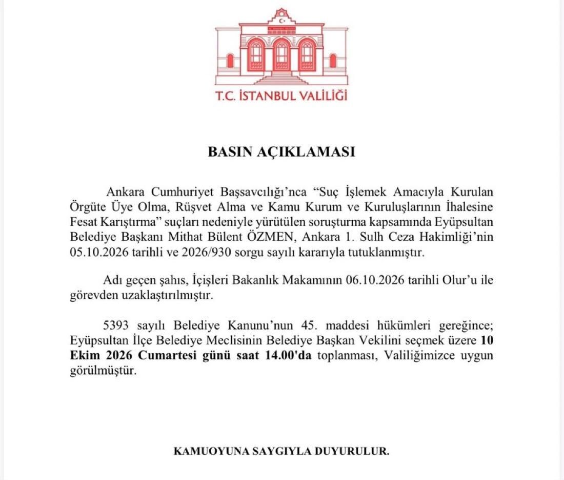 Eyüpsultan Belediye Başkanı Mithat Bülent Özmen Tutuklandı-1