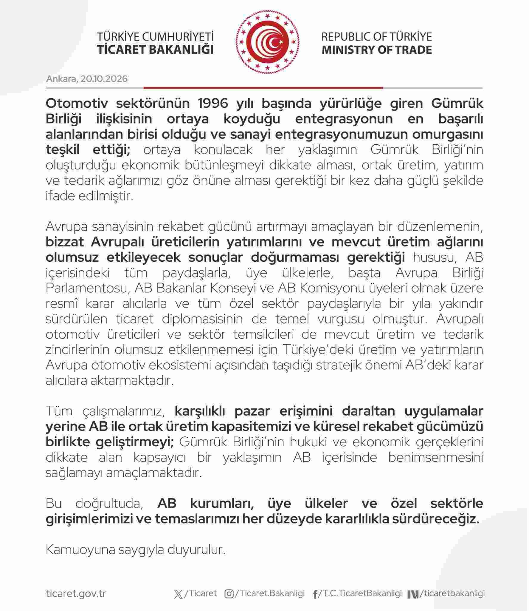 Bakanlık açıklama